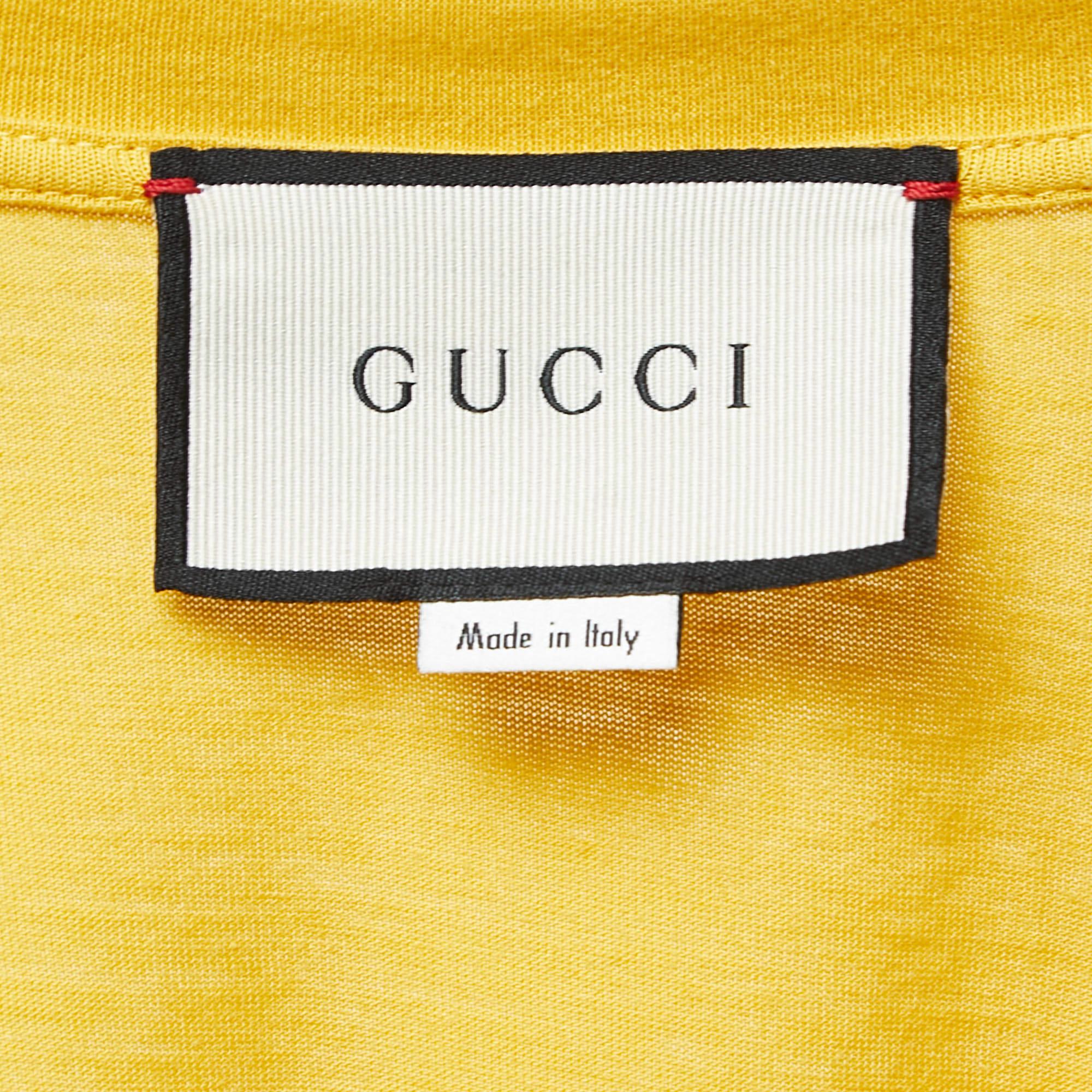 Gucci Yellow Distressed Cotton T-Shirt XL 1