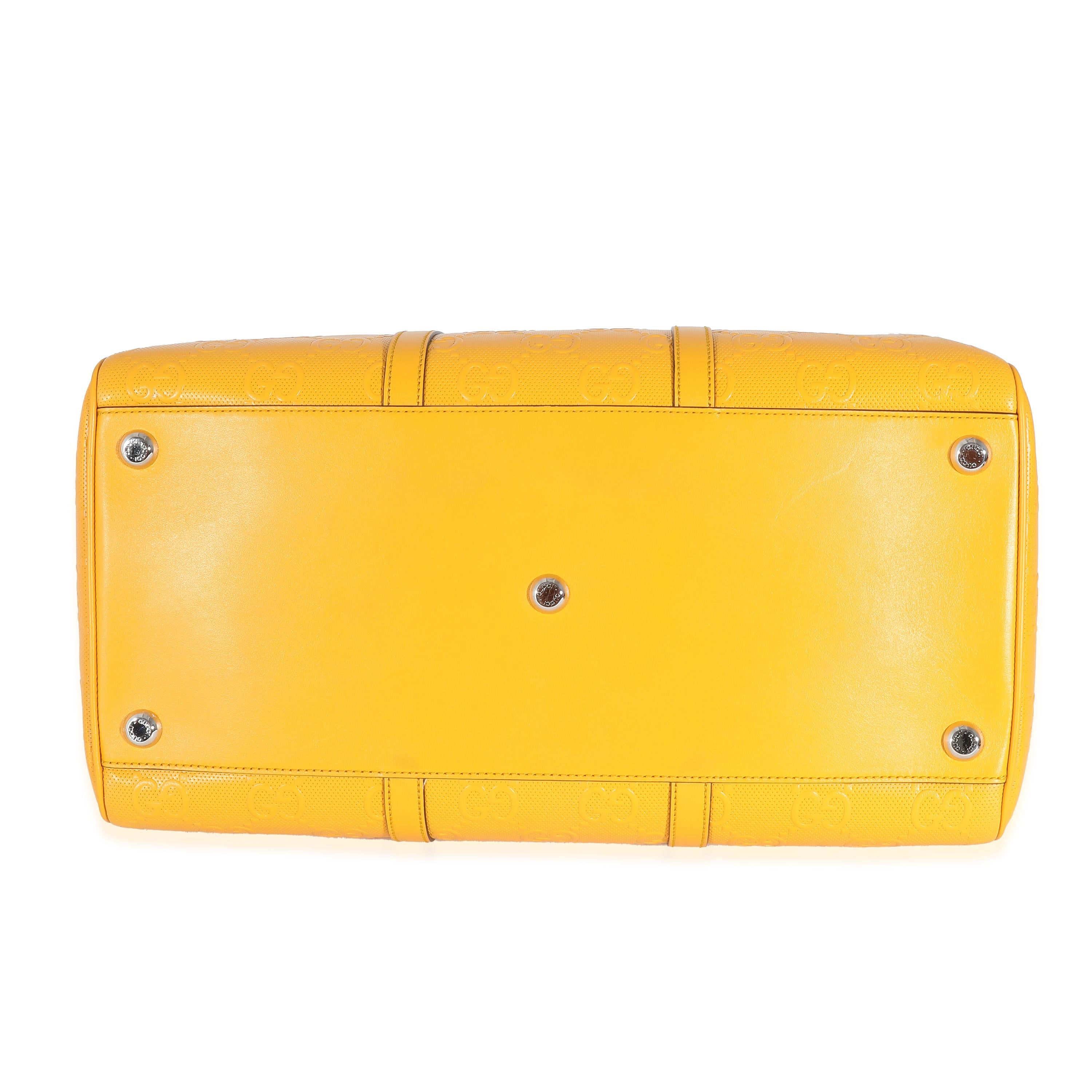 Gucci Yellow Embossed Perforated Calfskin GG Convertible Duffle 1