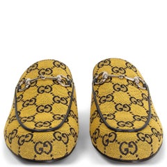 GUCCI yellow GG CANVAS PRINCETOWN Slippers Flats Shoes 38