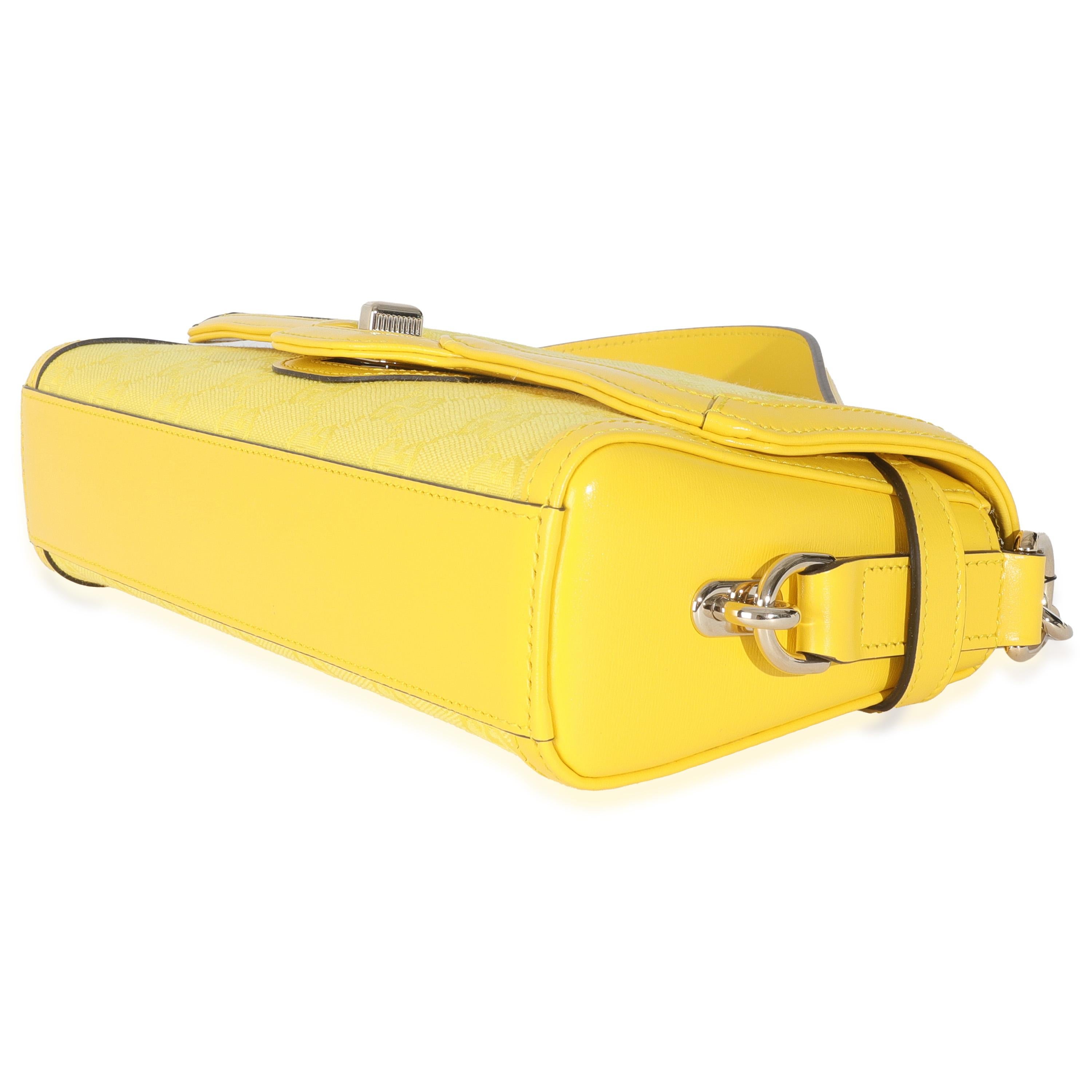 Gucci Giallo GG Monogram Tela testurizzata Dollaro Pelle di vitello Piccola Luce Borsa a tracolla in vendita 1