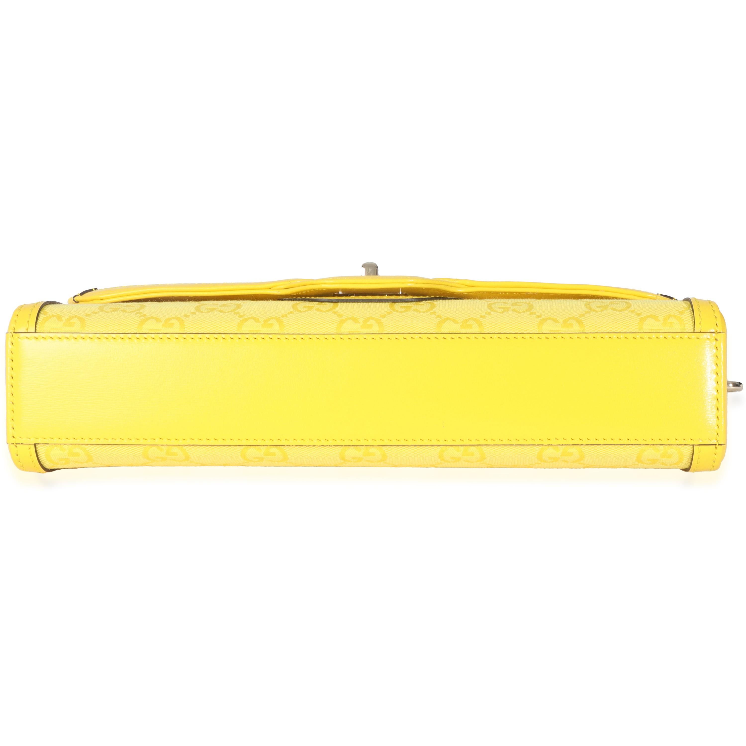 Gucci Giallo GG Monogram Tela testurizzata Dollaro Pelle di vitello Piccola Luce Borsa a tracolla in vendita 4