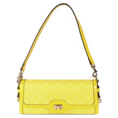 Gucci Giallo GG Monogram Tela testurizzata Dollaro Pelle di vitello Piccola Luce Borsa a tracolla