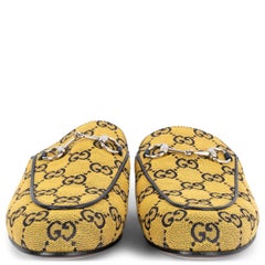 GUCCI yellow GG Supreme canvas PRINCETOWN Mules Flats Shoes 38.5