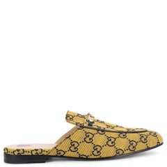 GUCCI yellow GG Supreme canvas PRINCETOWN Mules Flats Shoes 38.5