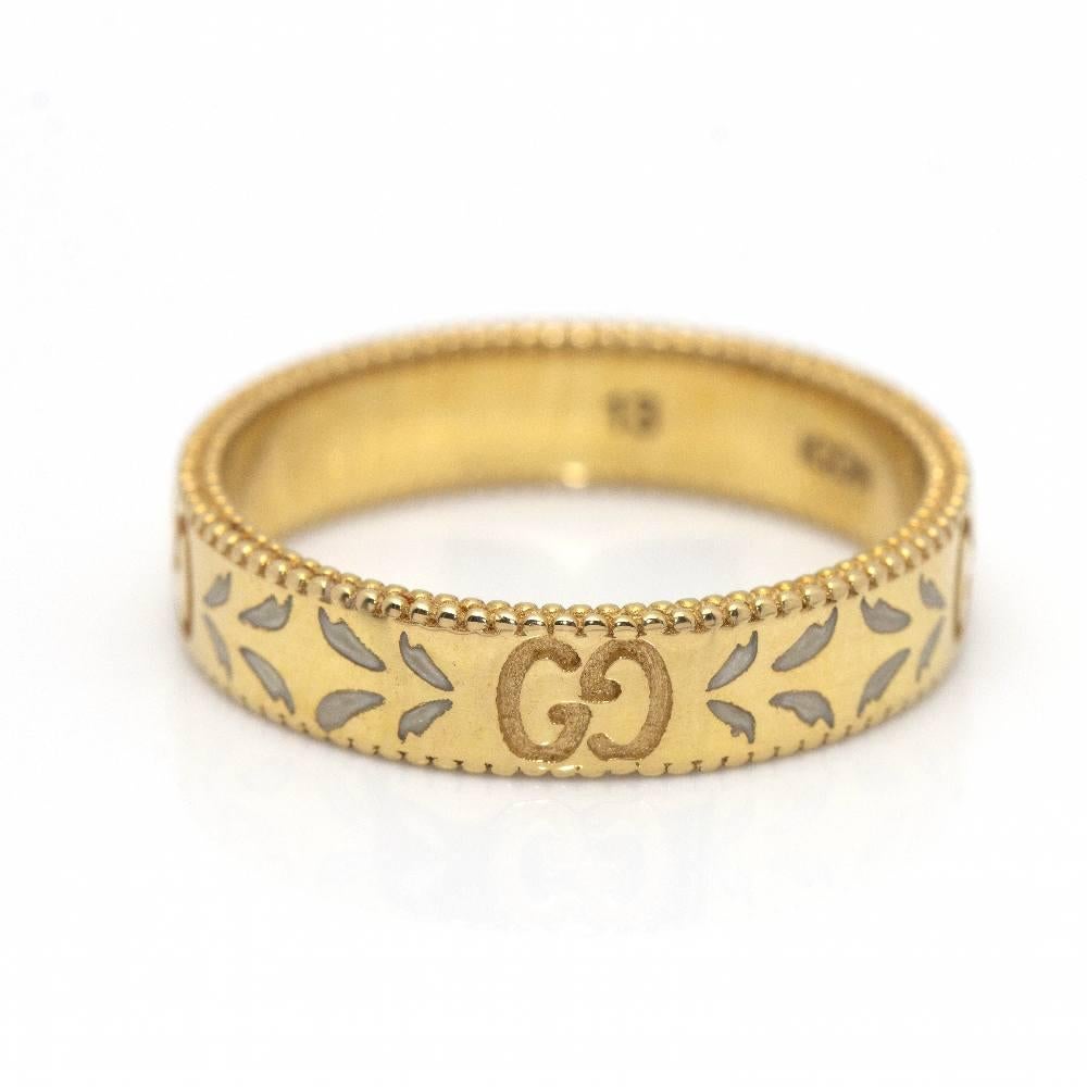 GUCCI Yellow Gold and Enamel Ring In New Condition For Sale In BARCELONA, ES