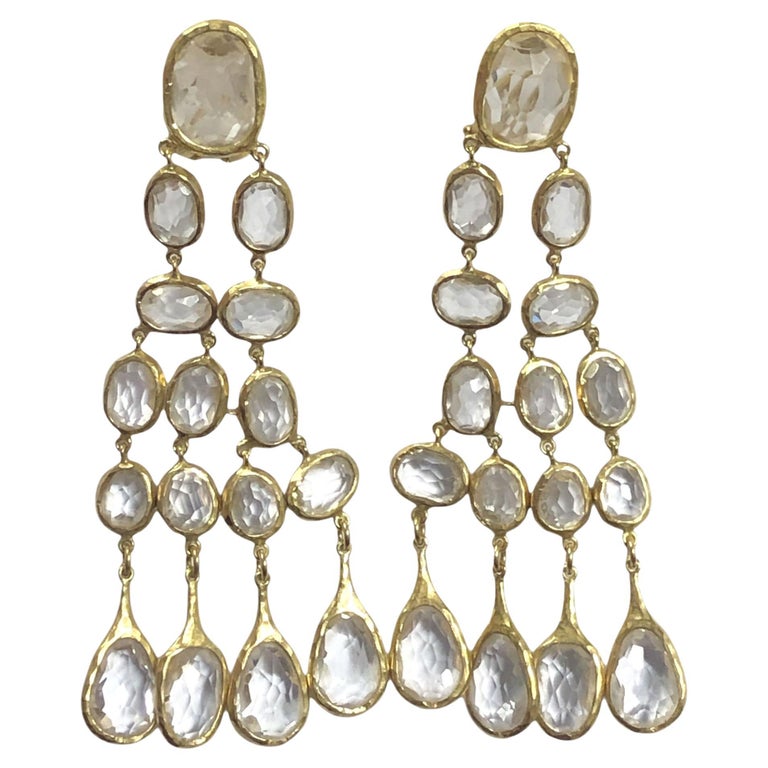 Gucci Yellow Gold and Quartz Crystal Chandelier Earrings