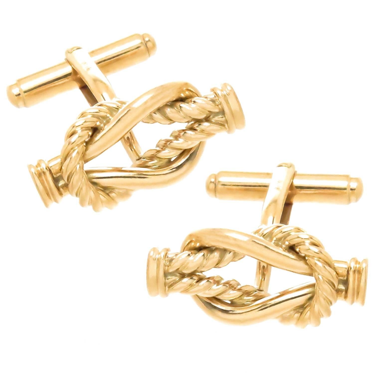 Gucci Yellow Gold Knot Cufflinks at 1stdibs