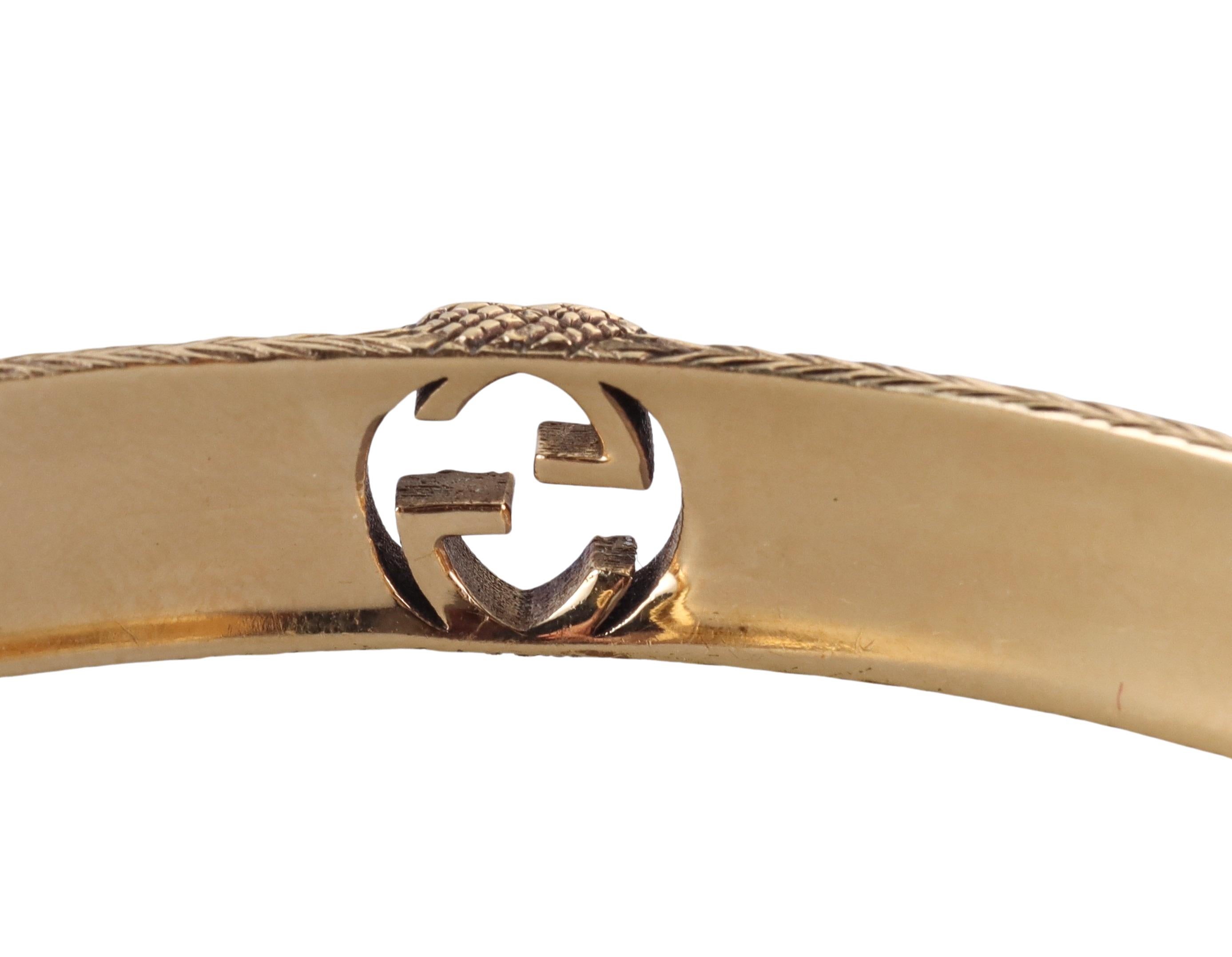 Gucci Yellow Gold Logo Cuff Bracelet For Sale 2