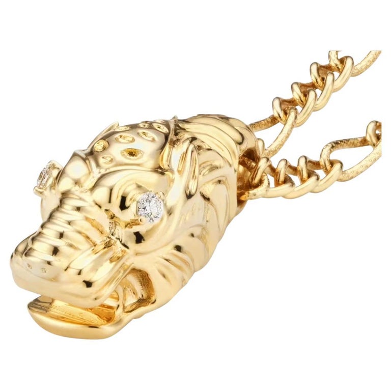 Gucci Yellow Gold Necklace with Tiger Head at 1stDibs