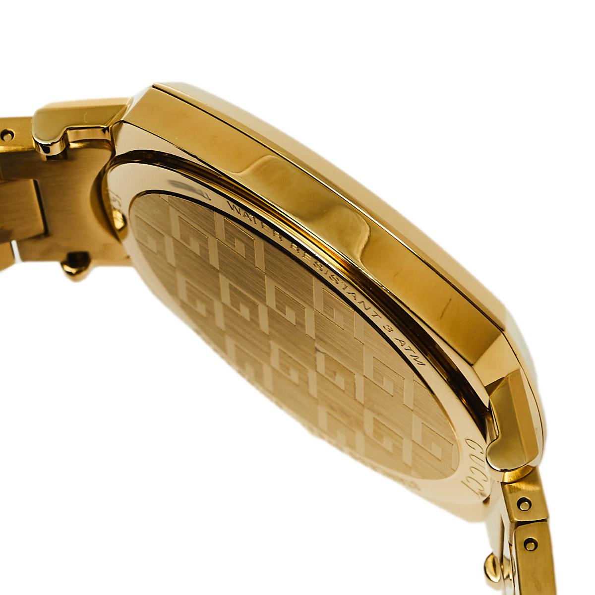 Contemporary Gucci Yellow Gold PVD Stainless Steel Grip 157.3 Men's Wristwatch 38 mm