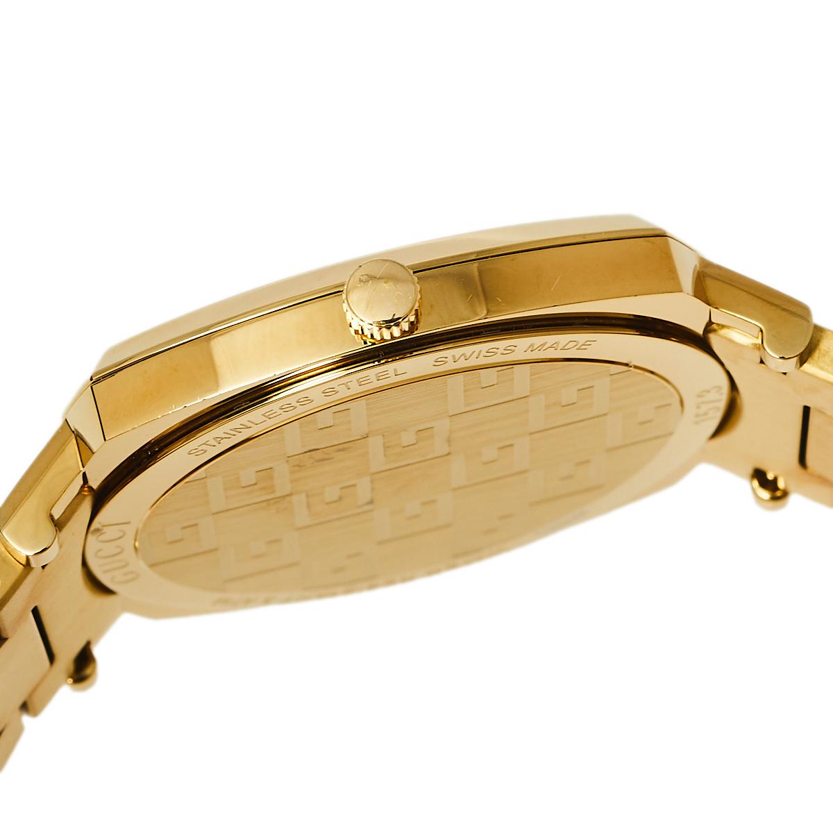 Gucci Yellow Gold PVD Stainless Steel Grip 157.3 Men's Wristwatch 38 mm In Good Condition In Dubai, Al Qouz 2