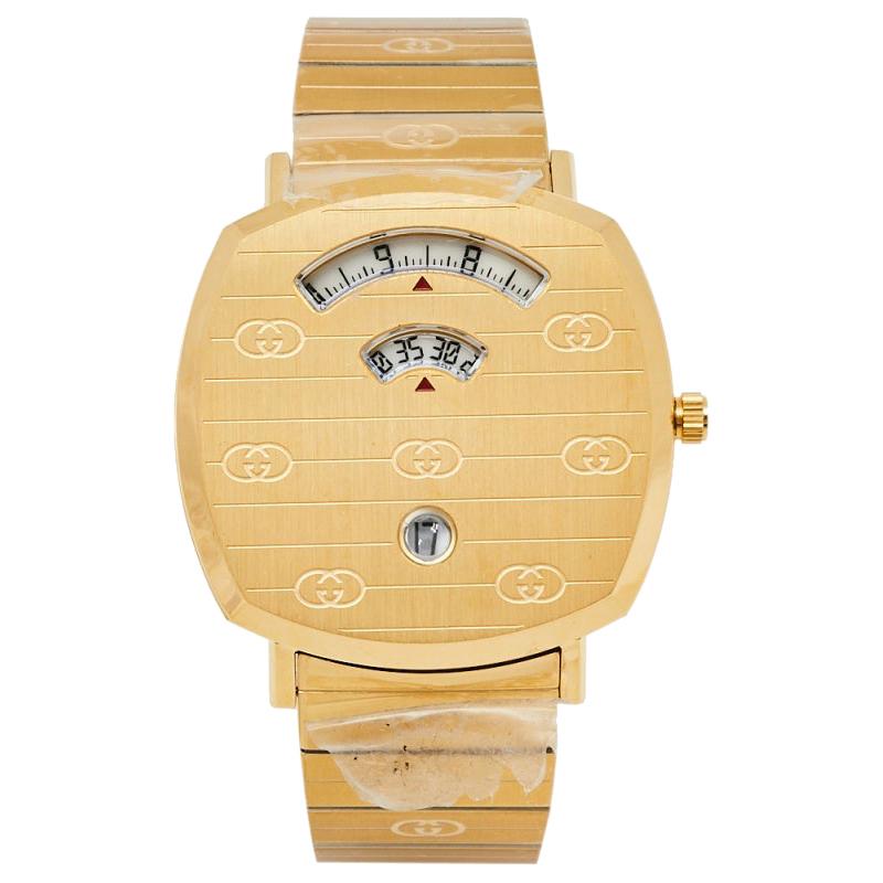 Gucci Yellow Gold PVD Stainless Steel Grip YA157409 Men's Wristwatch 38 mm