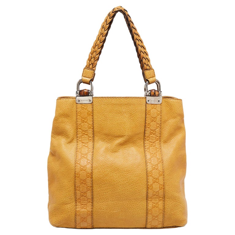 Gucci Yellow Guccissima Leather Large Bamboo Bar Tote For Sale at 1stDibs