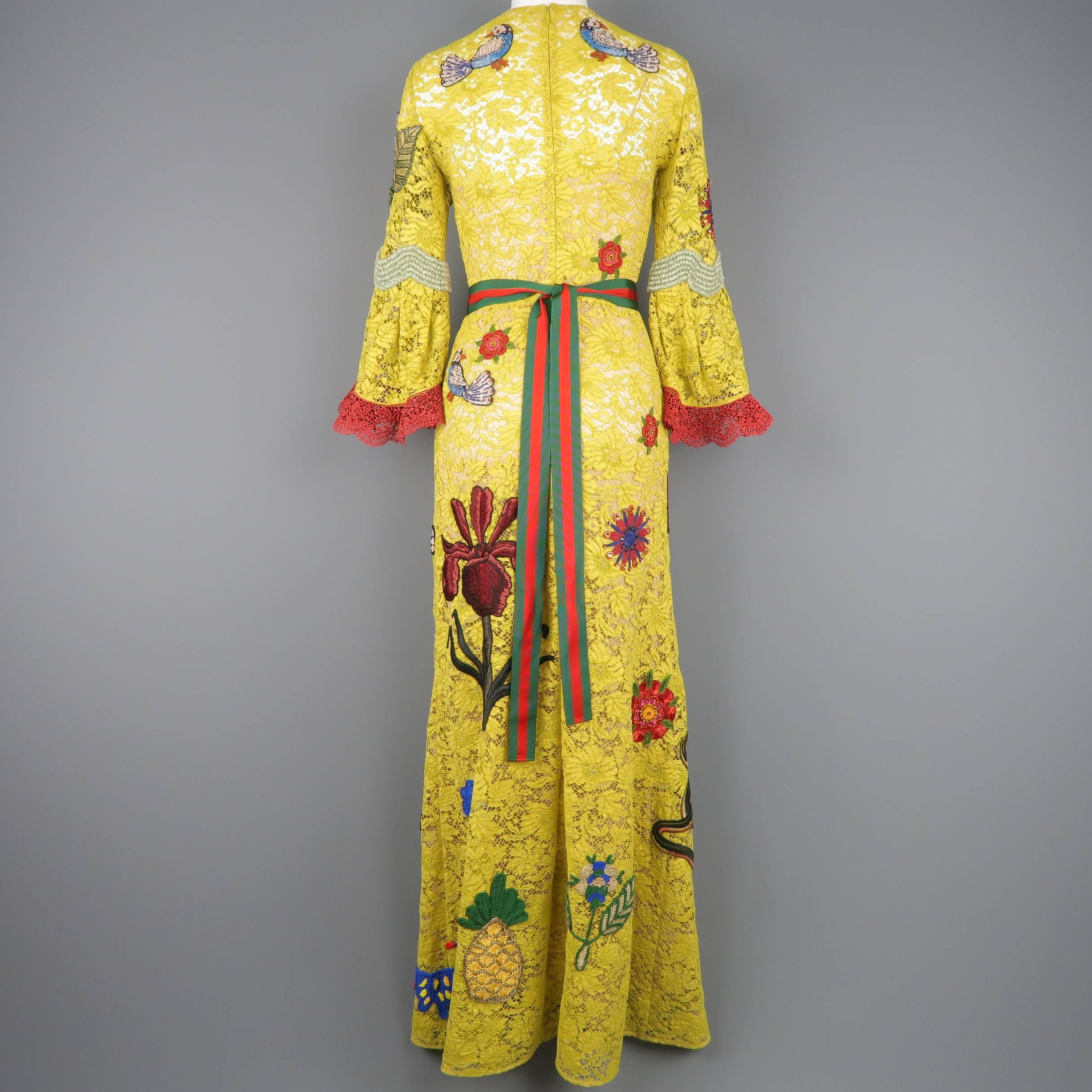 Gucci Yellow Lace Embroidered Runway Dress / Gown, Cruise 2016 - Retail $21, 000 8