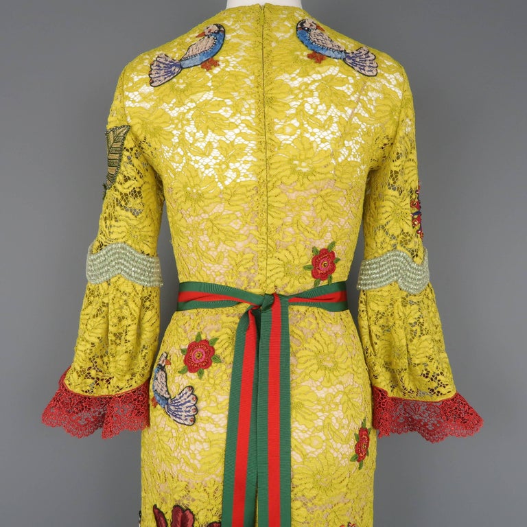 Gucci Yellow Lace Embroidered Runway Dress / Gown, Cruise 2016 - Retail  $21, 000 For Sale at 1stDibs | gucci yellow dress, yellow gucci dress,  yellow lace dress