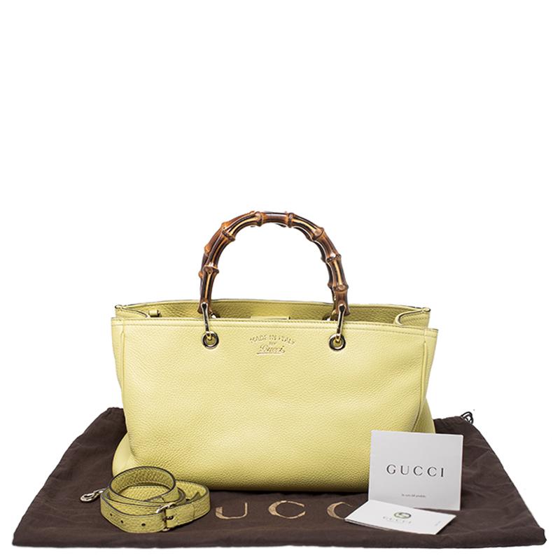 Gucci Yellow Leather Bamboo Small Tote 7