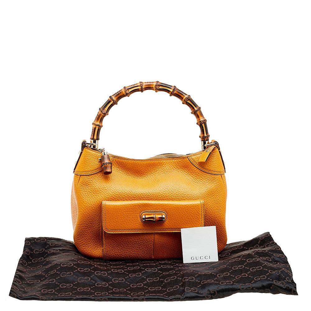 Gucci Yellow Leather Bamboo Top handle Bag 1