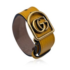 Gucci Yellow Leather GG Logo Marmont Belt Bracelet