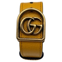 Gucci Yellow Leather GG Logo Marmont Belt Bracelet