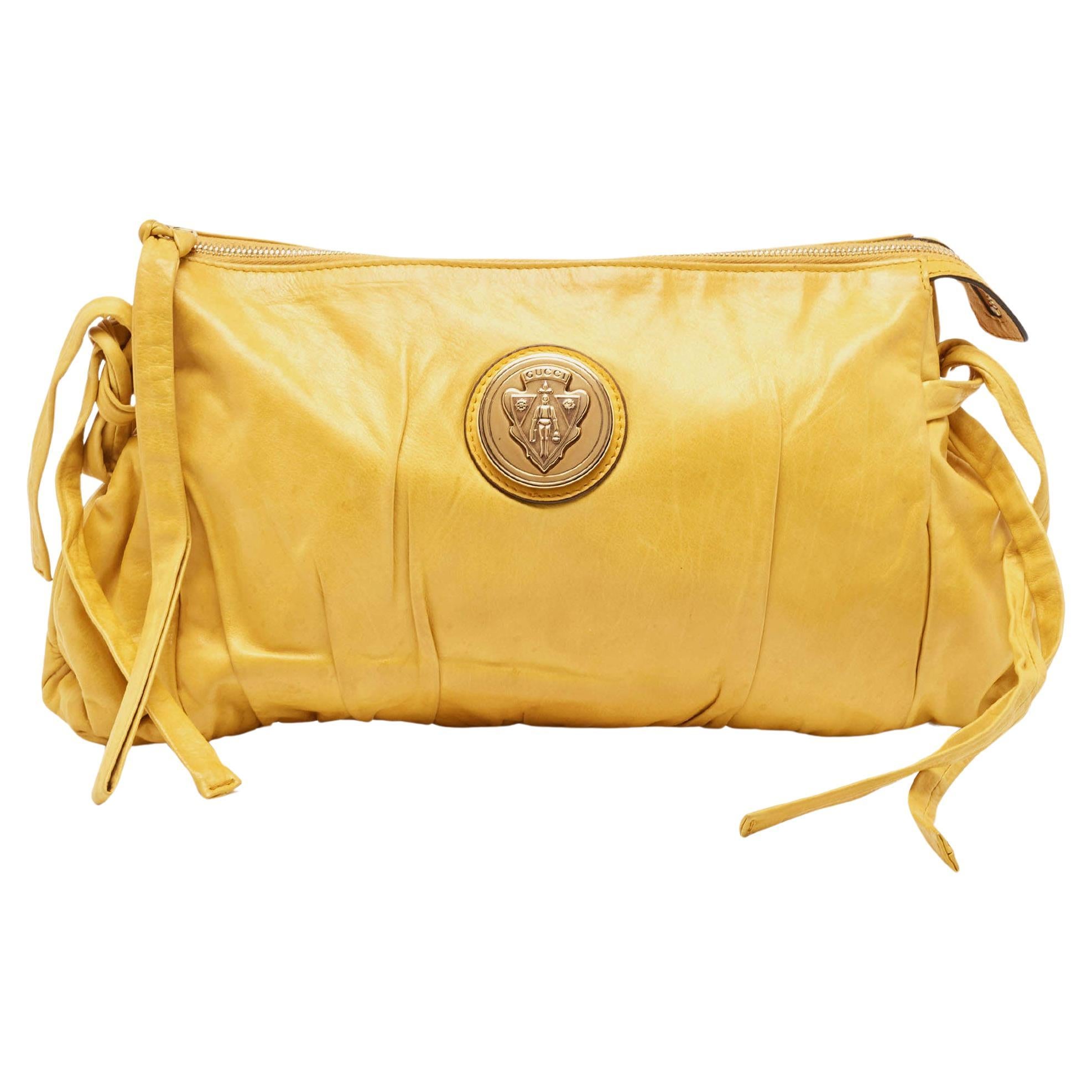 Gucci Yellow Leather Hysteria Clutch For Sale