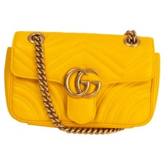 GUCCI yellow leather MARMONT MINI Shoulder Bag