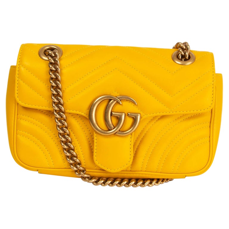 GUCCI yellow leather MARMONT MINI Shoulder Bag at 1stDibs
