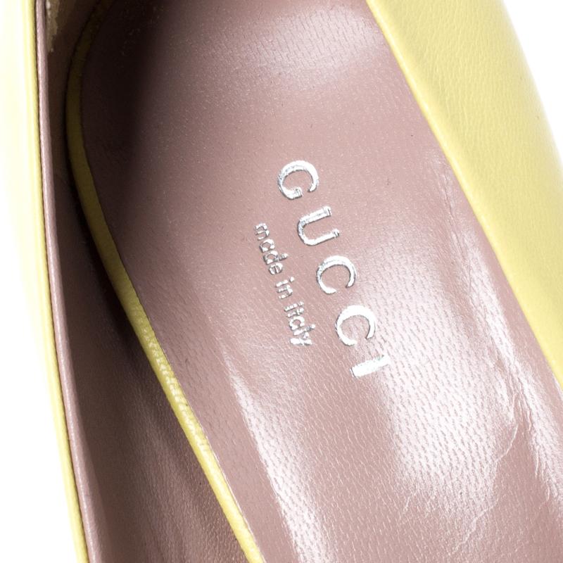 Gucci Yellow Leather Studded Pointed Toe Pumps Size 38.5 1