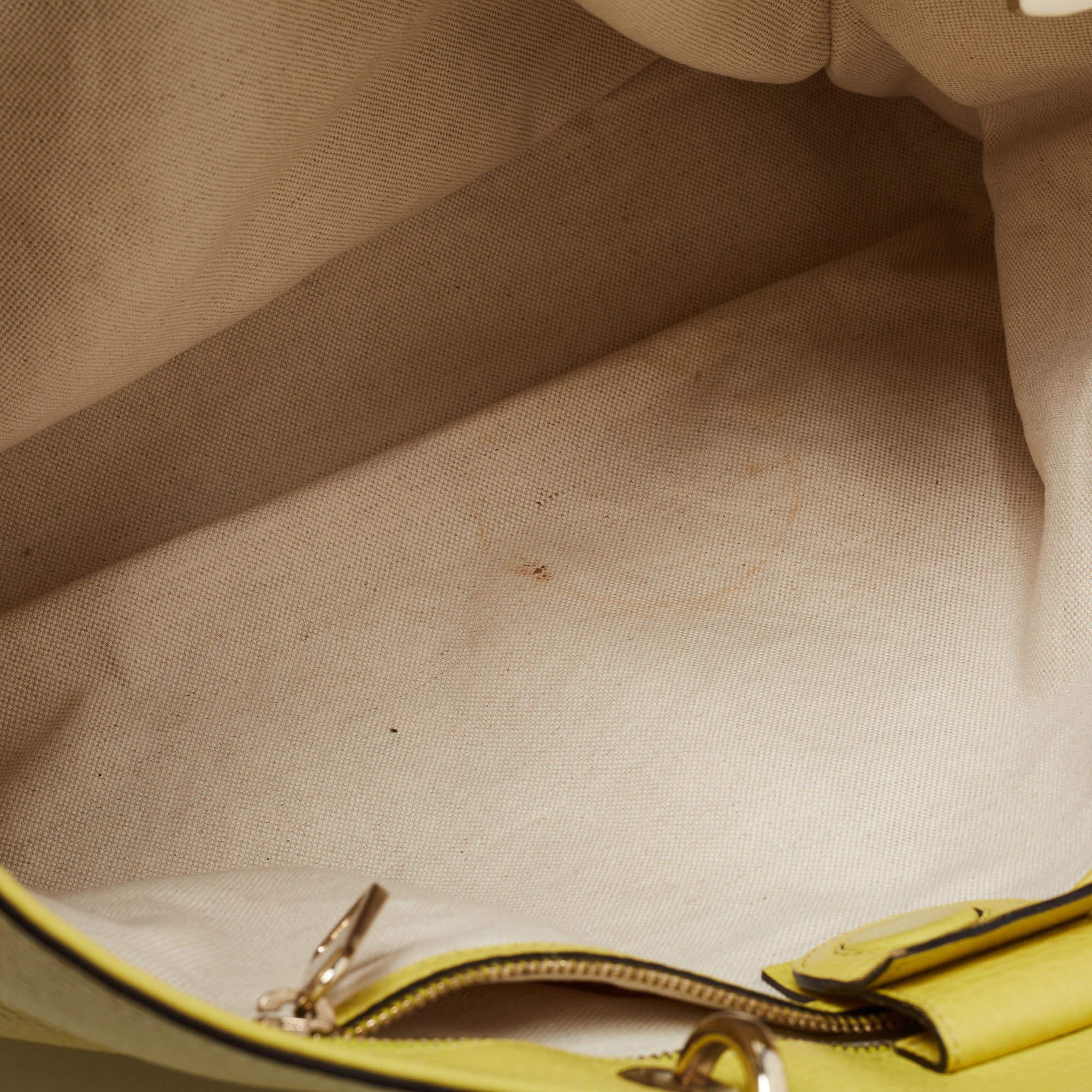 Gucci Yellow Lime Leather Large Bamboo Handle Shopper Tote 7