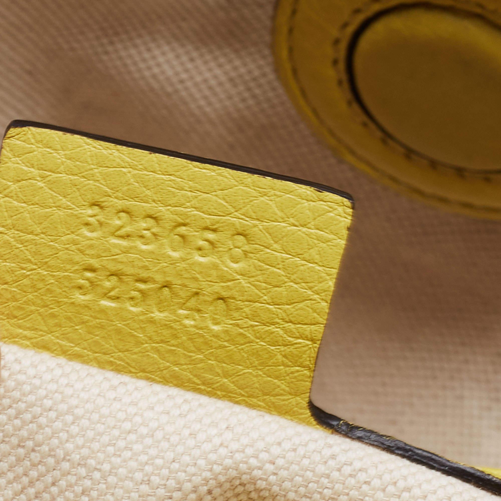 Gucci Yellow Lime Leather Large Bamboo Handle Shopper Tote 2