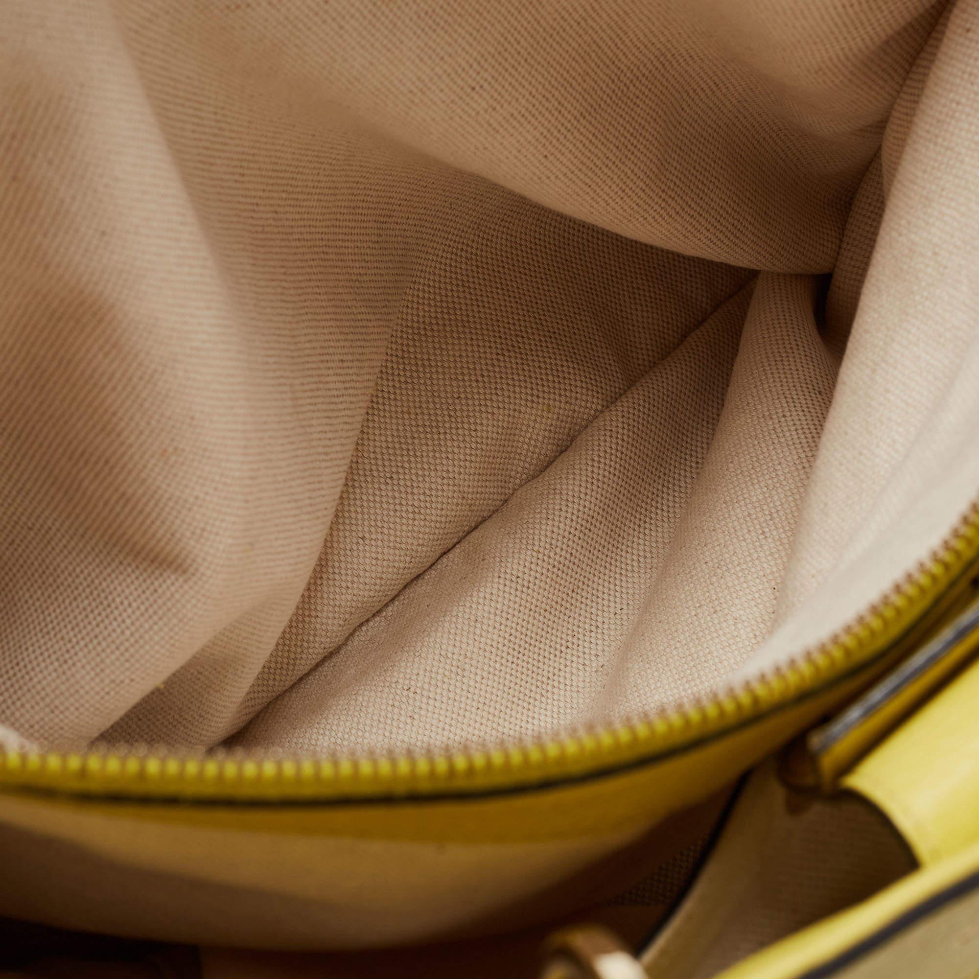 Gucci Yellow Lime Leather Large Bamboo Handle Shopper Tote 5