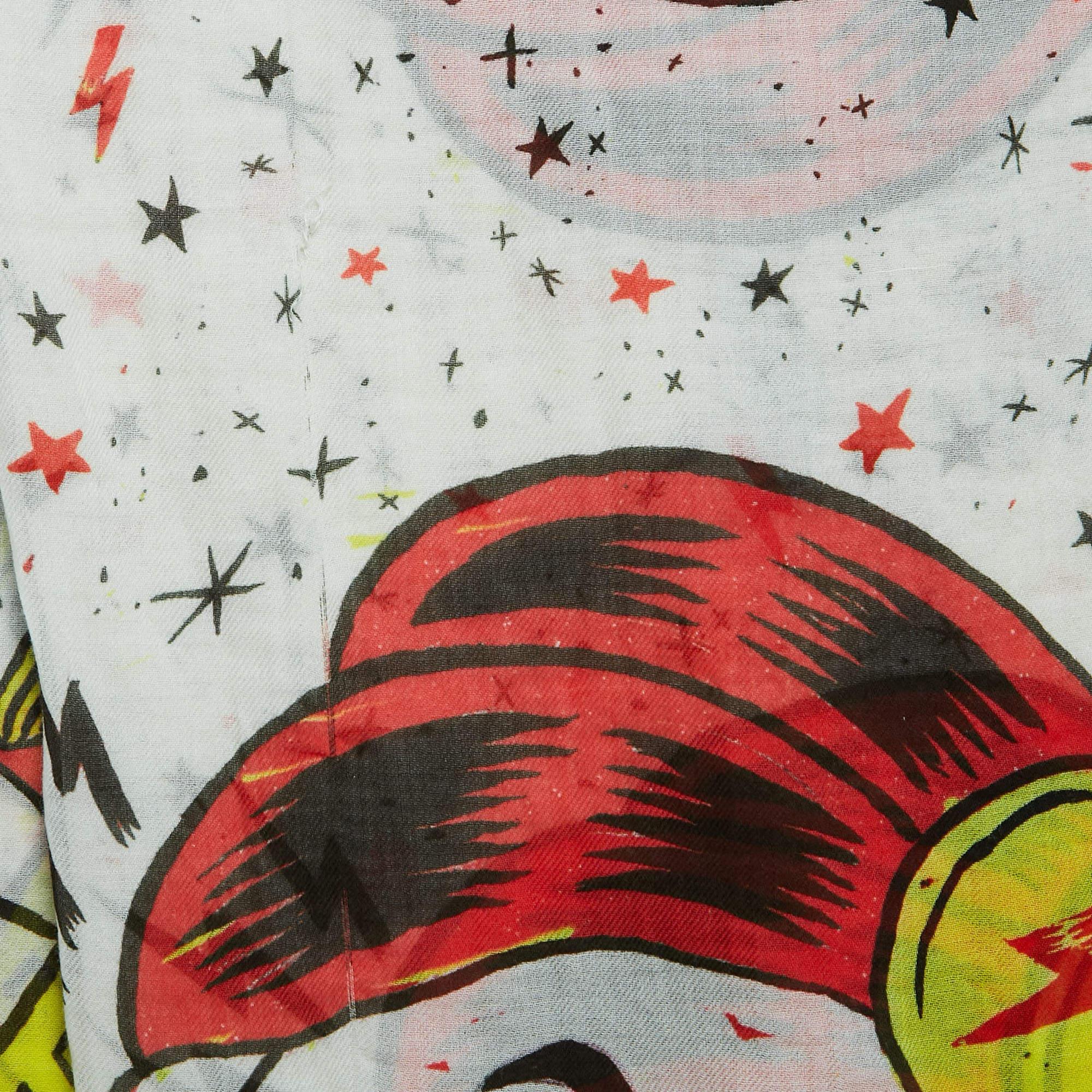 Gucci Yellow Magician Print Cotton Square Scarf In Excellent Condition In Dubai, Al Qouz 2