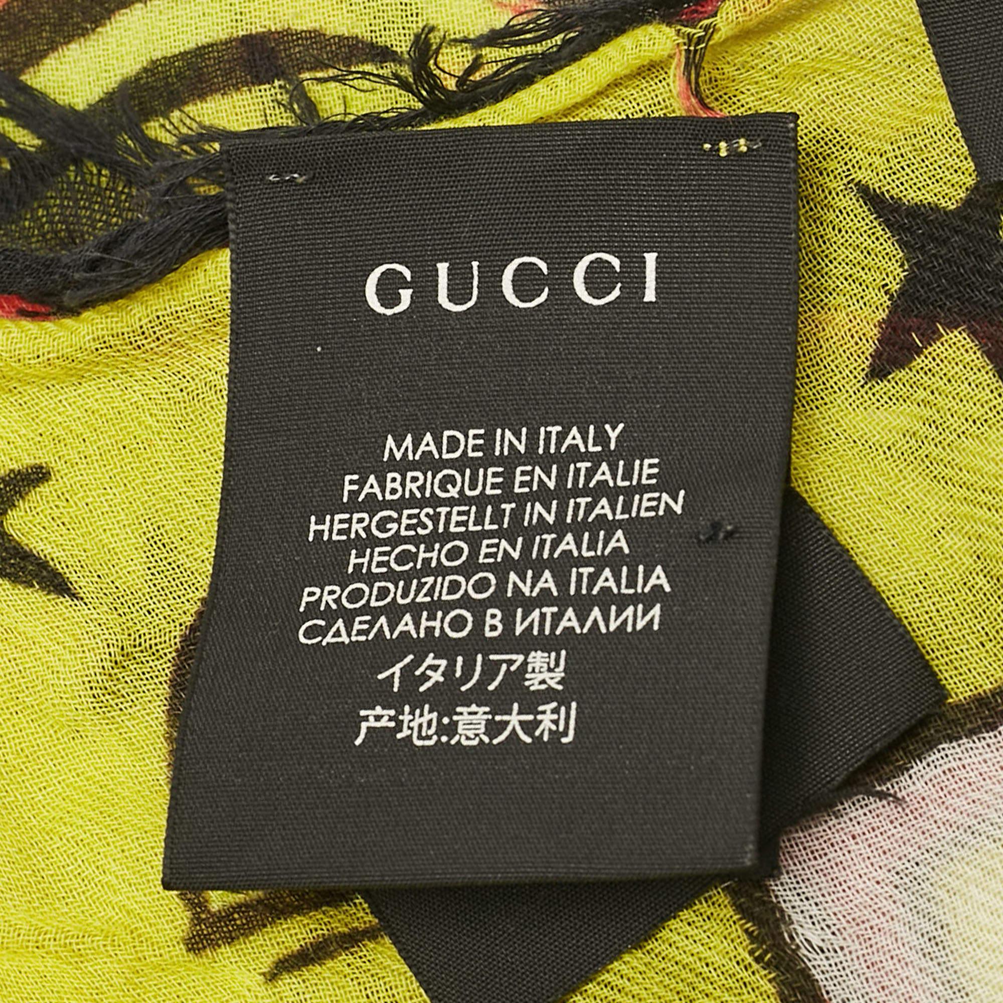 Gucci Yellow Magician Print Cotton Square Scarf 1