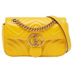 Gucci Yellow matelassé Leather Mini GG Marmont Shoulder Bag