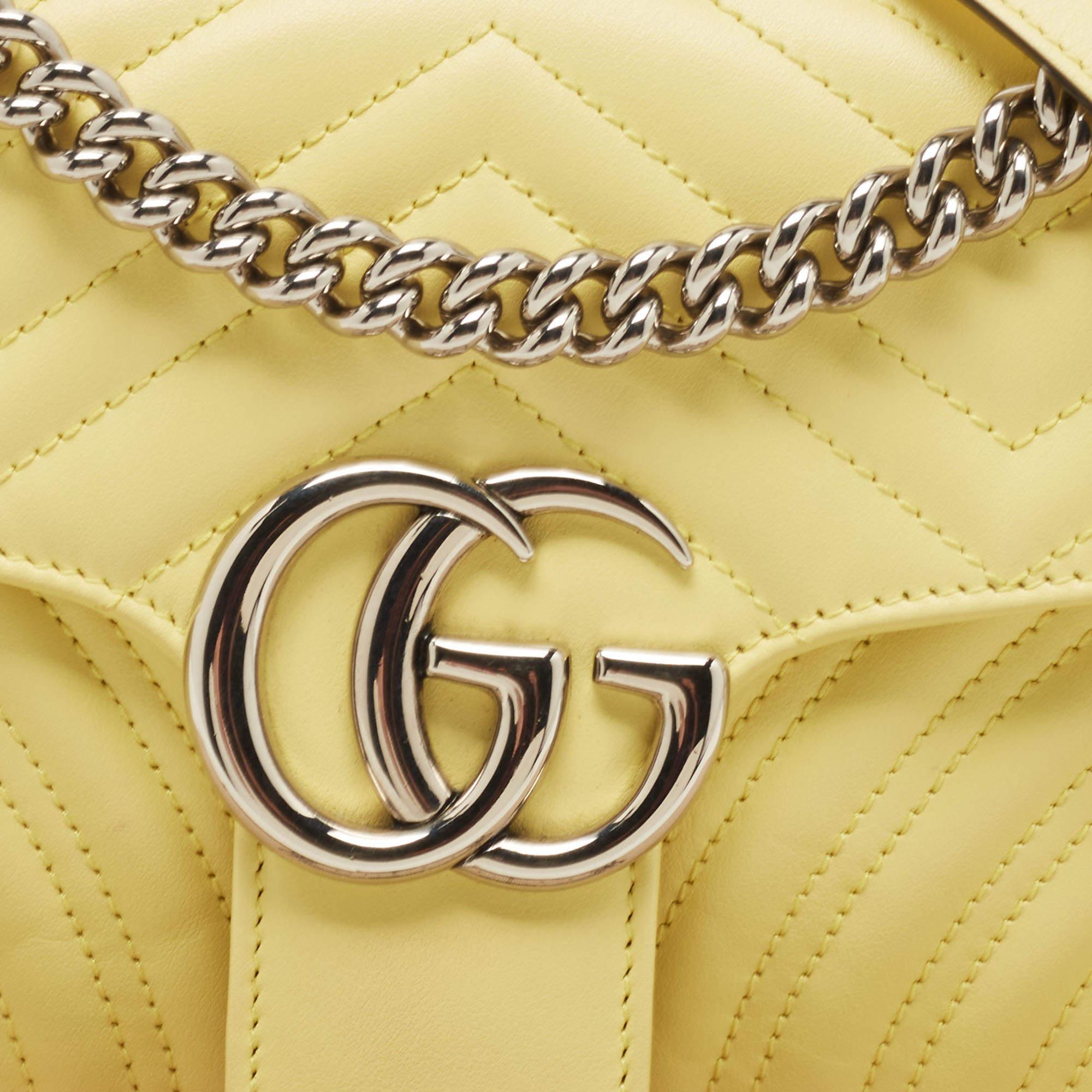 Gucci Yellow Matelassé Leather Small GG Marmont Shoulder Bag 5