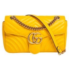 Gucci Yellow Matelasse Leather Small GG Marmont Shoulder Bag