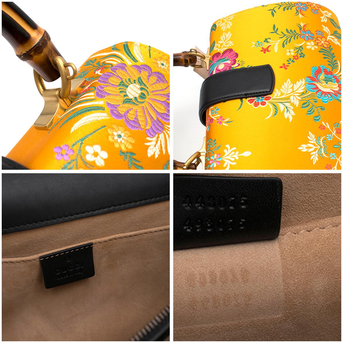 Women's Gucci Yellow Mini Dionysus Floral Jacquard Top Handle Bag