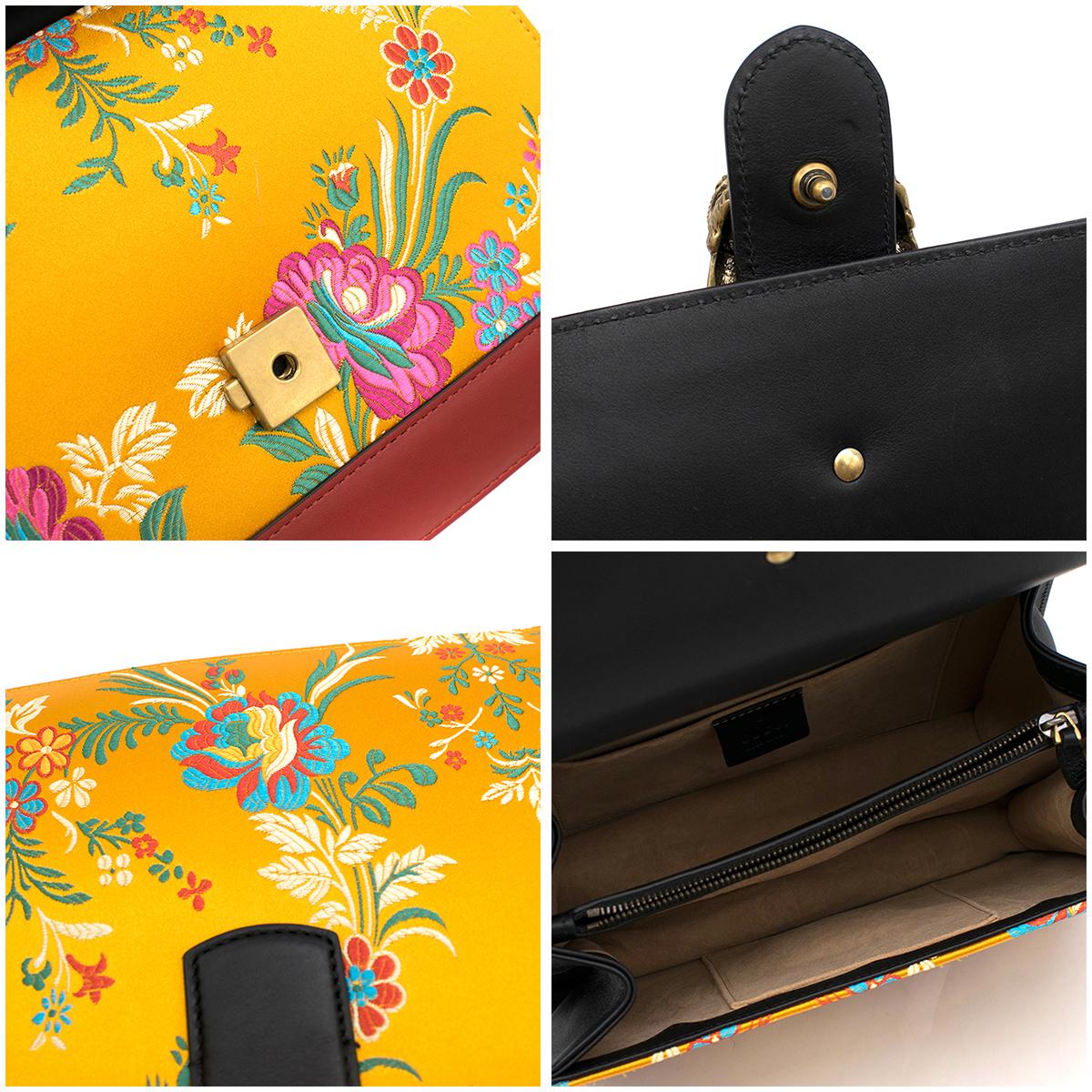 Gucci Yellow Mini Dionysus Floral Jacquard Top Handle Bag 1
