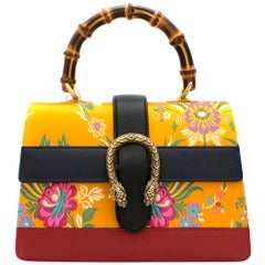 Gucci Yellow Mini Dionysus Floral Jacquard Top Handle Bag