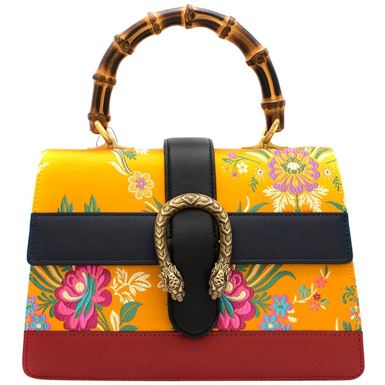 Gucci Yellow Mini Dionysus Floral Jacquard Top Handle Bag at 1stDibs ...