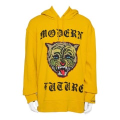 Gucci Yellow Modern Future Applique Detail Cotton Hoodie XXL