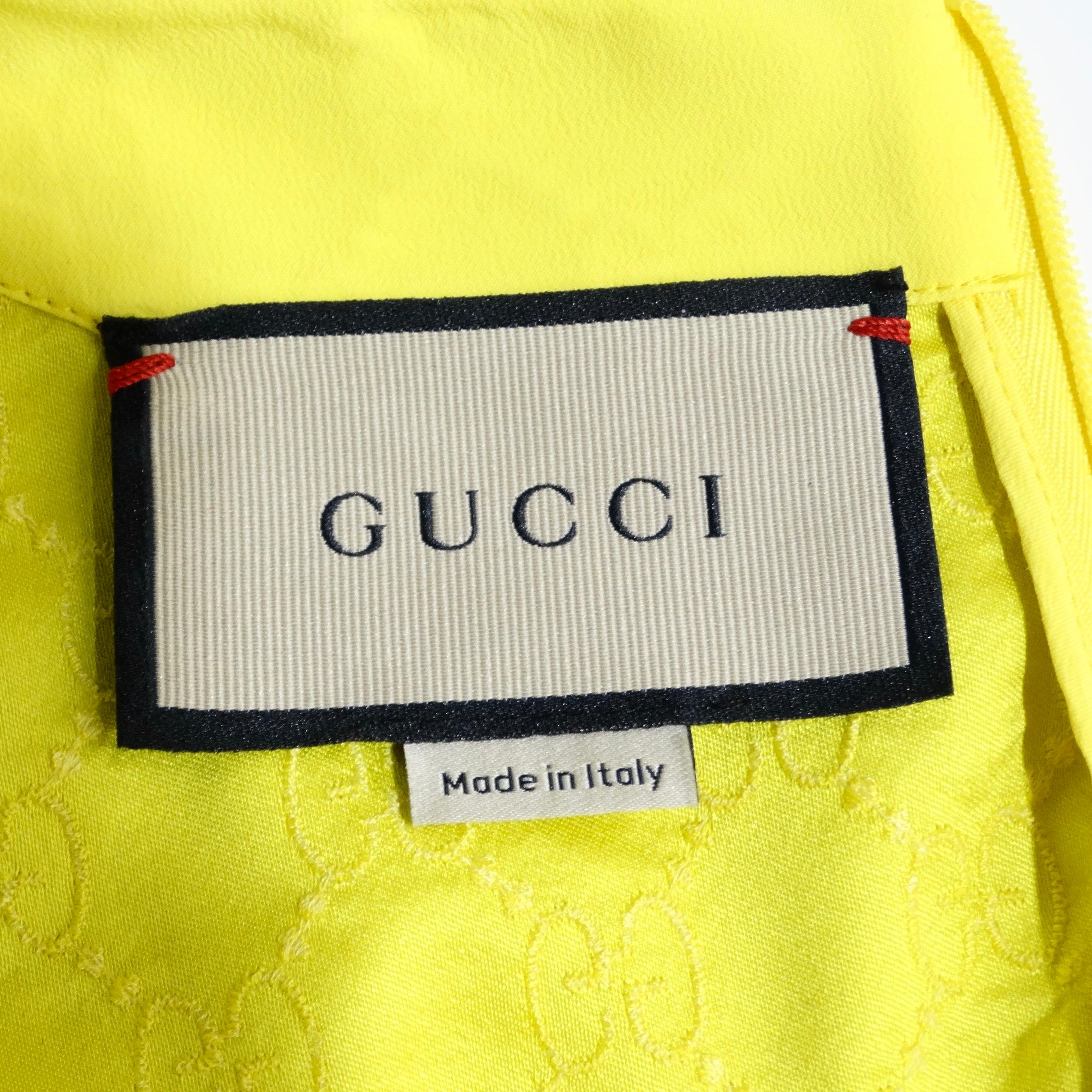 Gucci Yellow Monogram Satin Crop Top For Sale 3