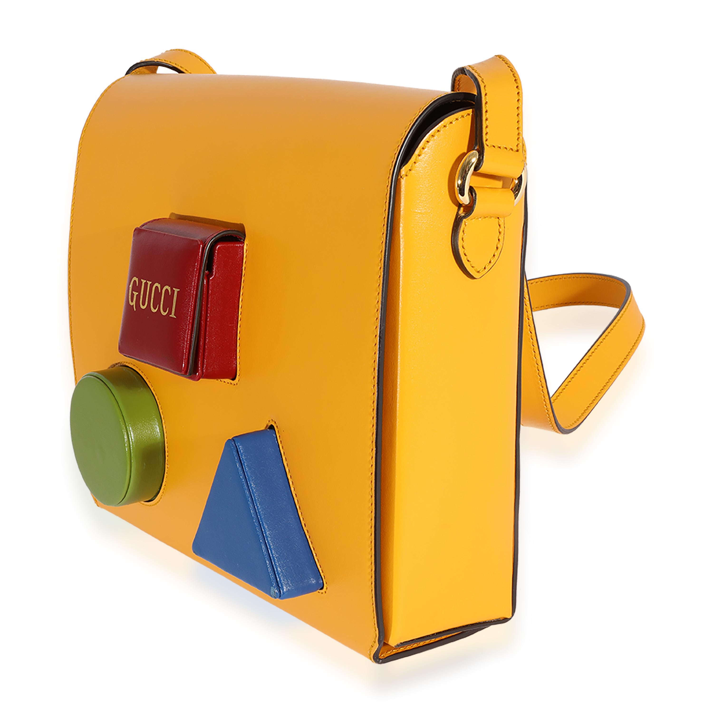 Women's or Men's Gucci Yellow & Multicolor Leather Board Messenger Bag For Sale