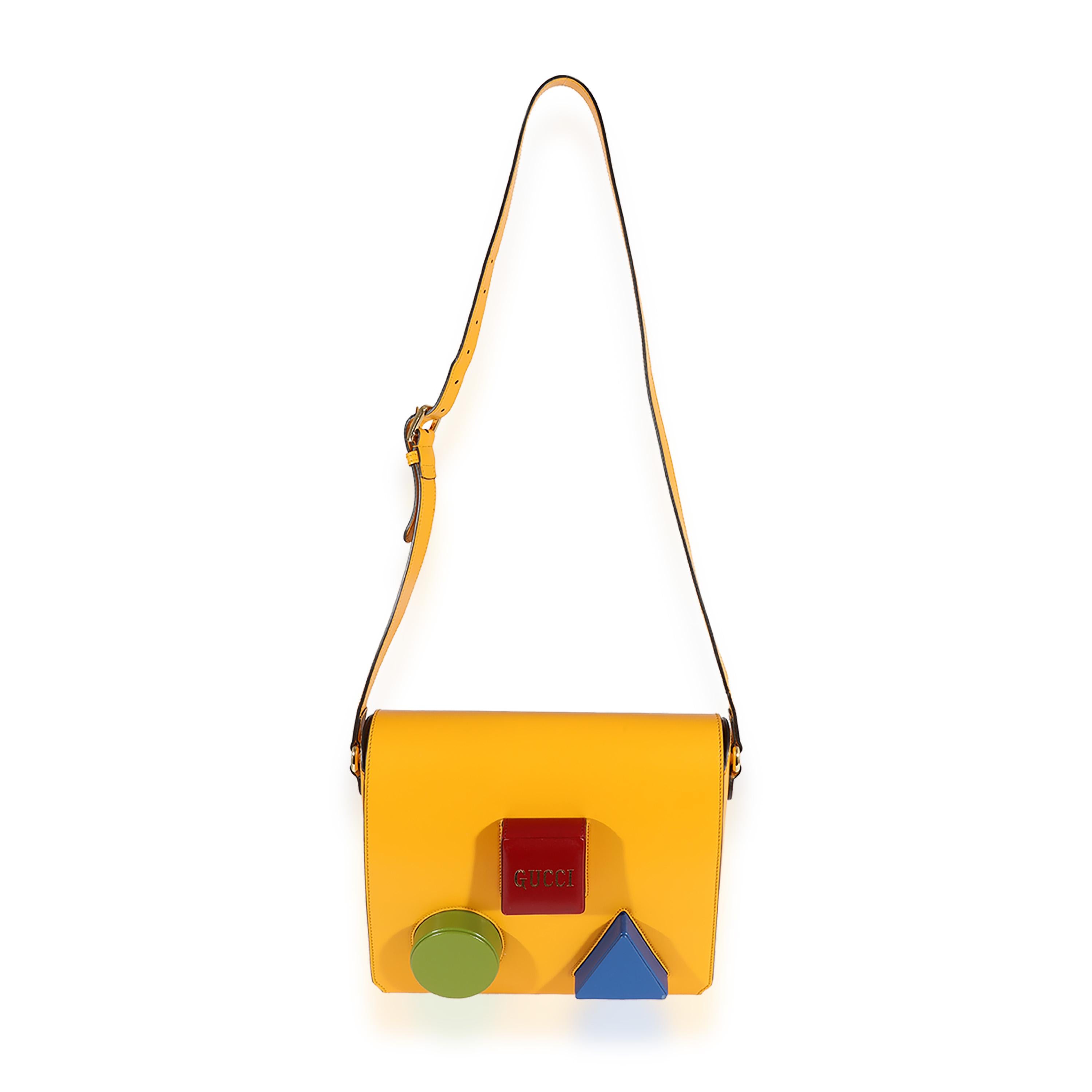 Gucci Yellow & Multicolor Leather Board Messenger Bag For Sale 1