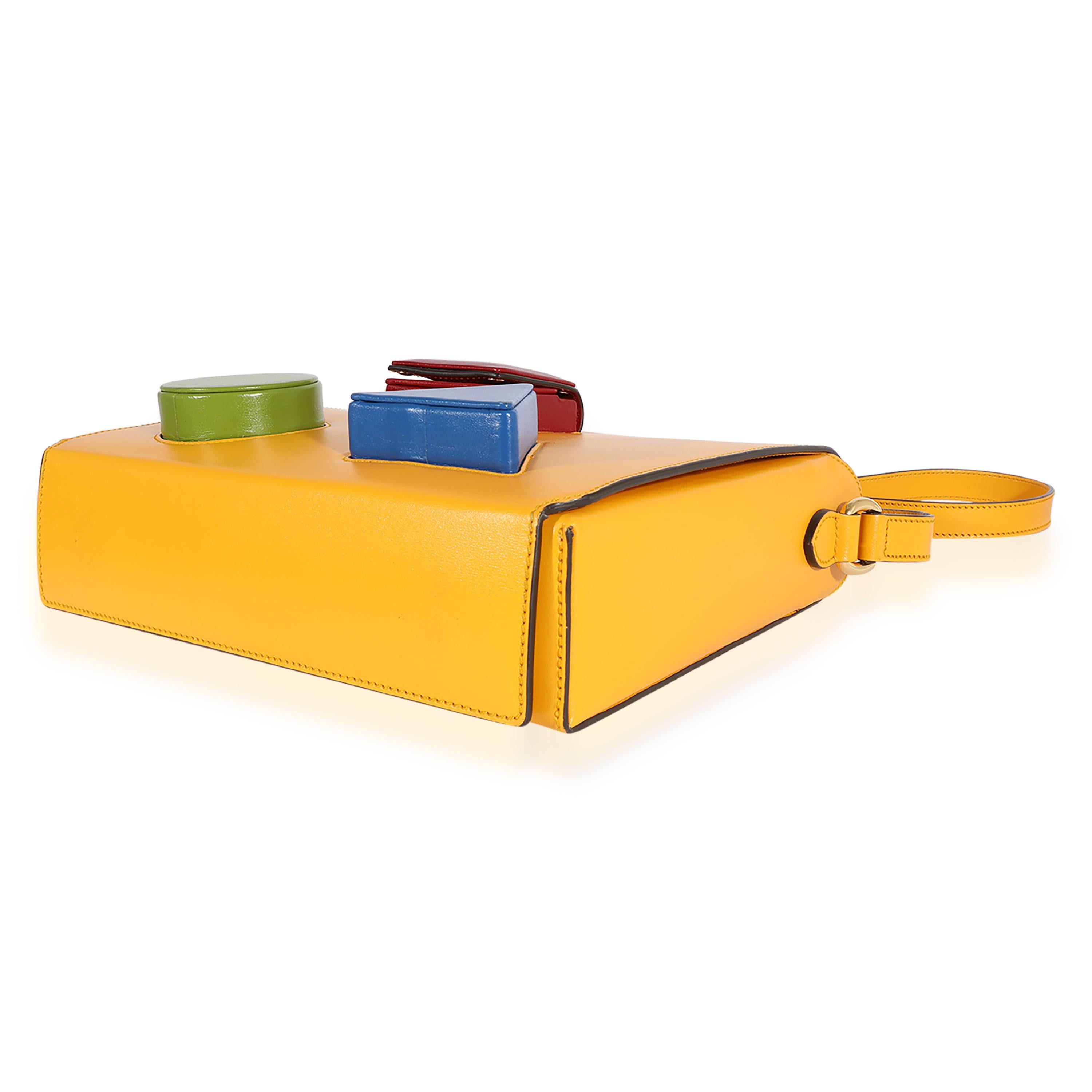 Gucci Yellow & Multicolor Leather Board Messenger Bag For Sale 2