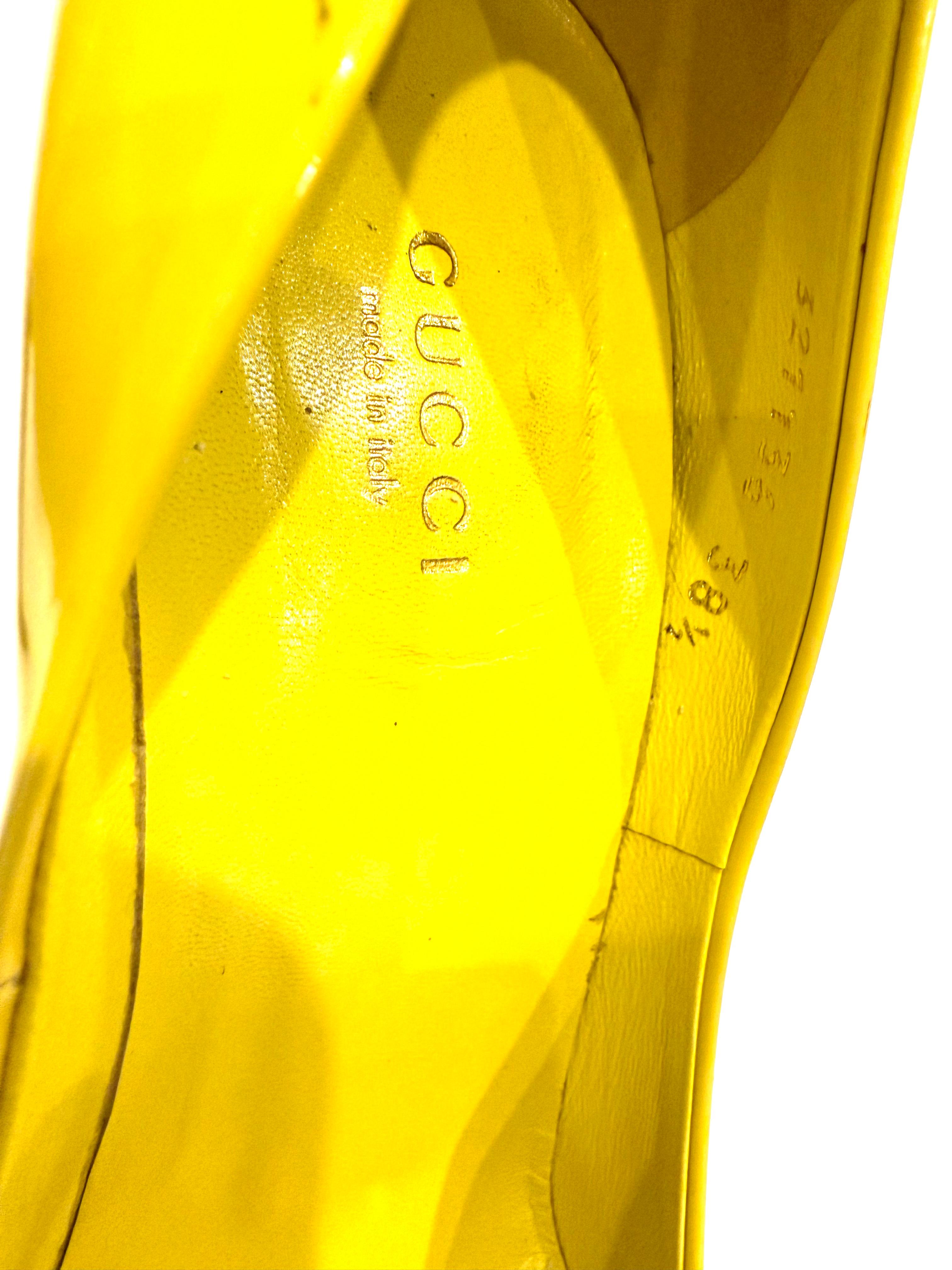 Gucci Gelbe Lackleder Heels  Größe 38.5 im Angebot 6