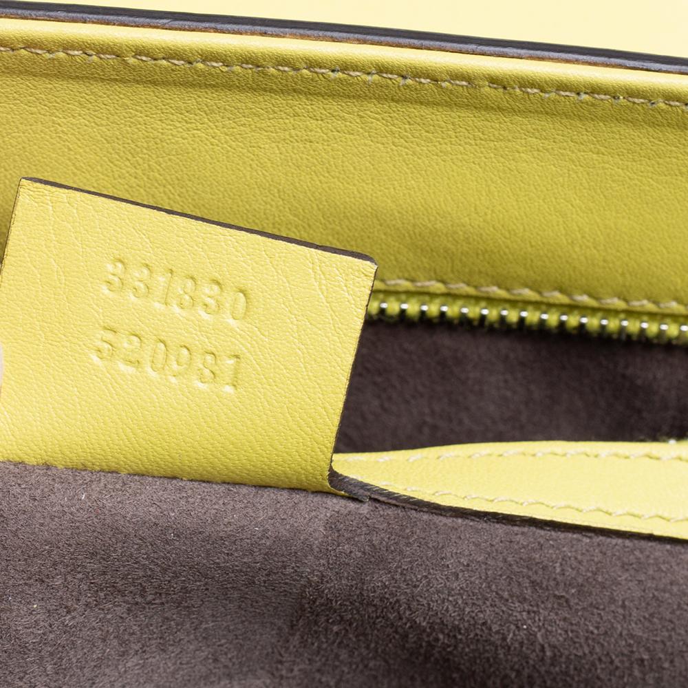 Gucci Yellow Patent Leather Lady Lock Bamboo Top Handle Bag In Good Condition In Dubai, Al Qouz 2