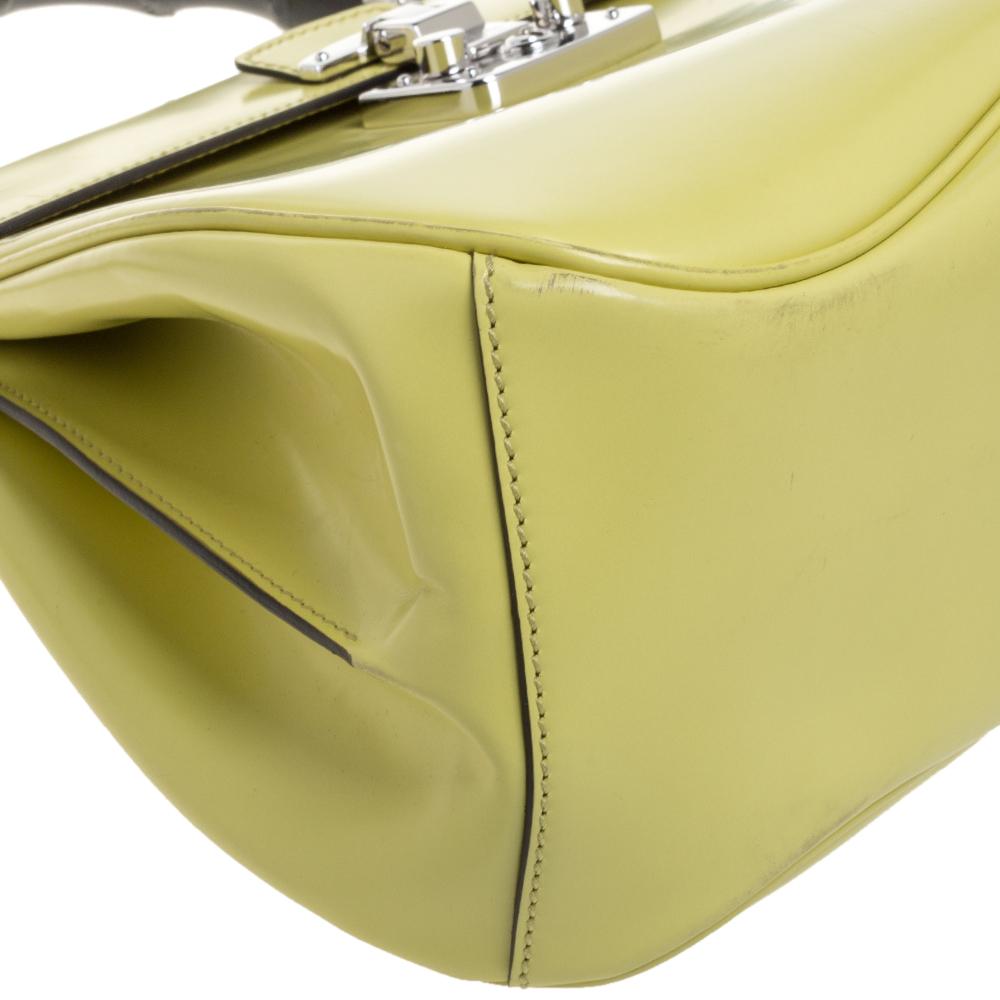 Gucci Yellow Patent Leather Lady Lock Bamboo Top Handle Bag 1
