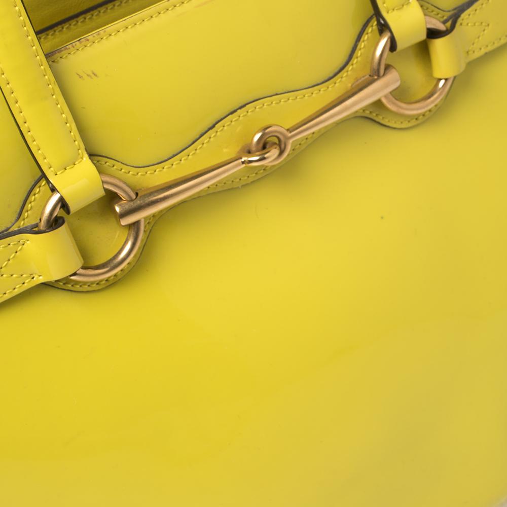 Gucci Yellow Patent Leather Medium Bright Bit Tote 7