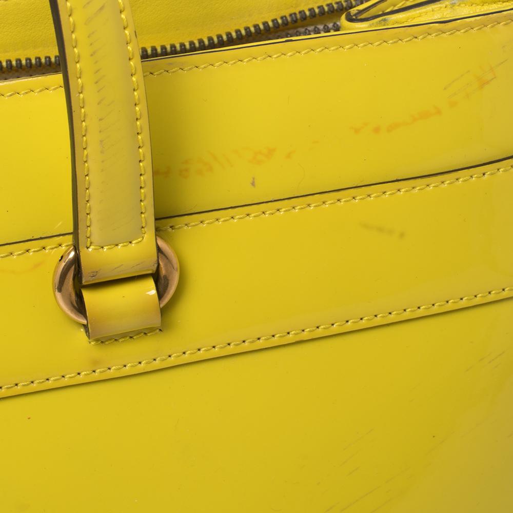 Gucci Yellow Patent Leather Medium Bright Bit Tote 9