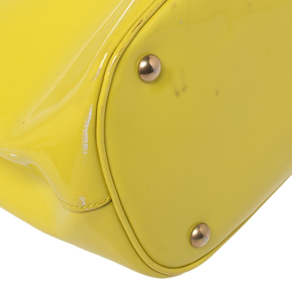 Gucci Yellow Patent Leather Medium Bright Bit Tote 10